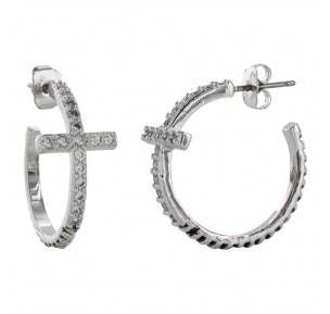 Montana Rhinestone Cross/Rope Hoop Earrings