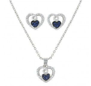 Curlicued Cerulean Heart Jewelry Set