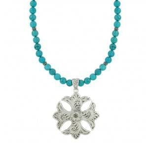 Montana Silver Earth\Sky Cross Fluerry Necklace