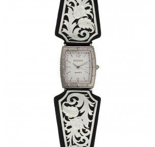 MontanaSilver LeatherCut Floral Scroll DressWatch
