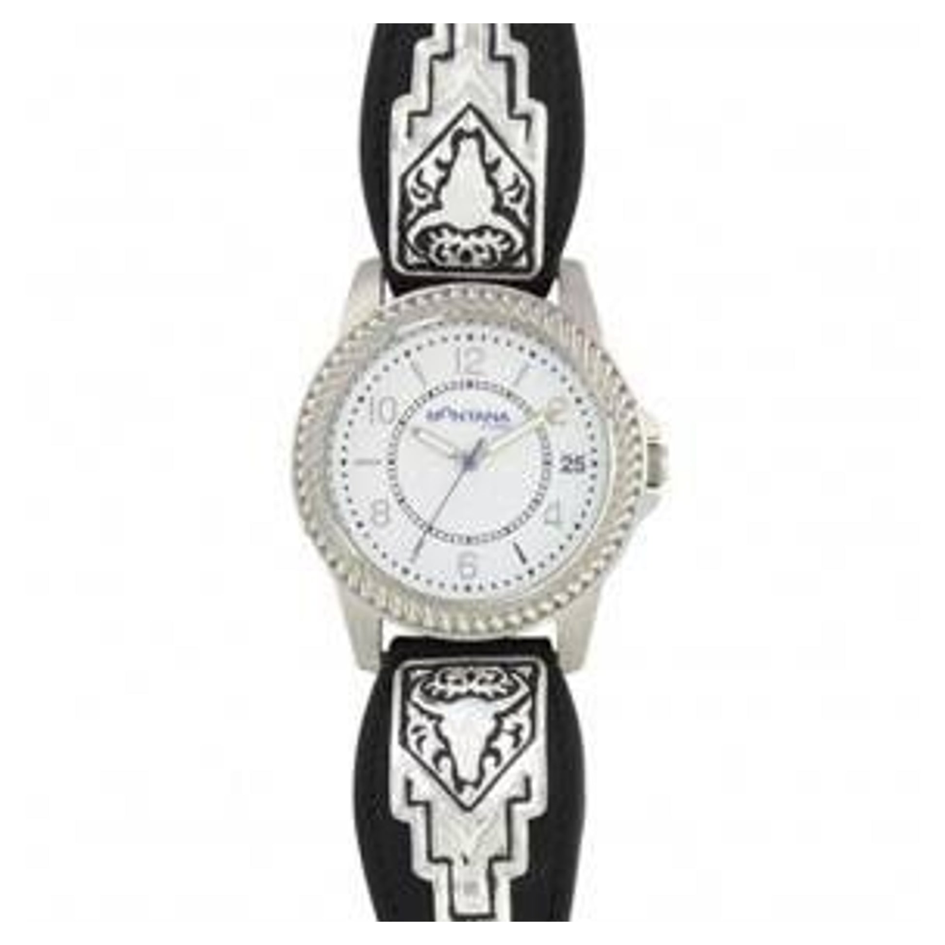 Montana Silver Leather Buffalo Skull Watch