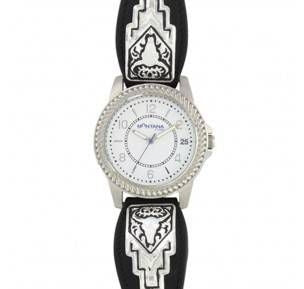 Montana Silver Leather Buffalo Skull Watch