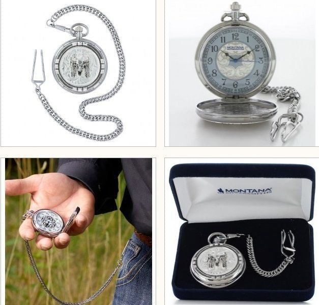 4Direct Pocket Buffalo Skull Watch 1.75x1.75 Sil