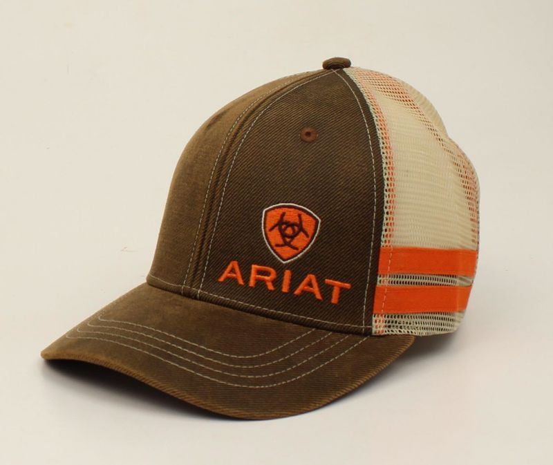 Ariat Mens Offset Logo Oilskin Ball Cap Brown