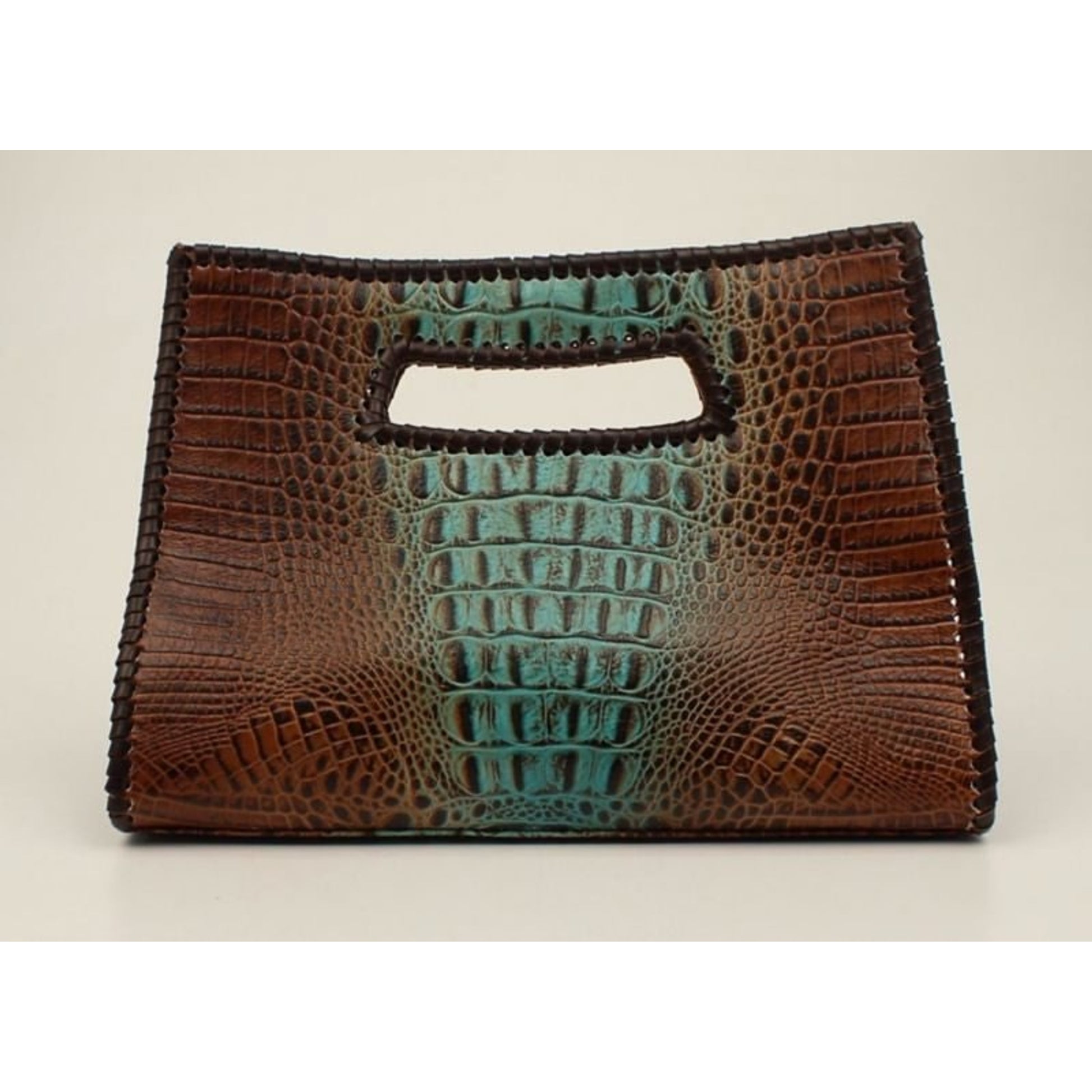 Nocona Carmel Croco Hand BagBk/Wh