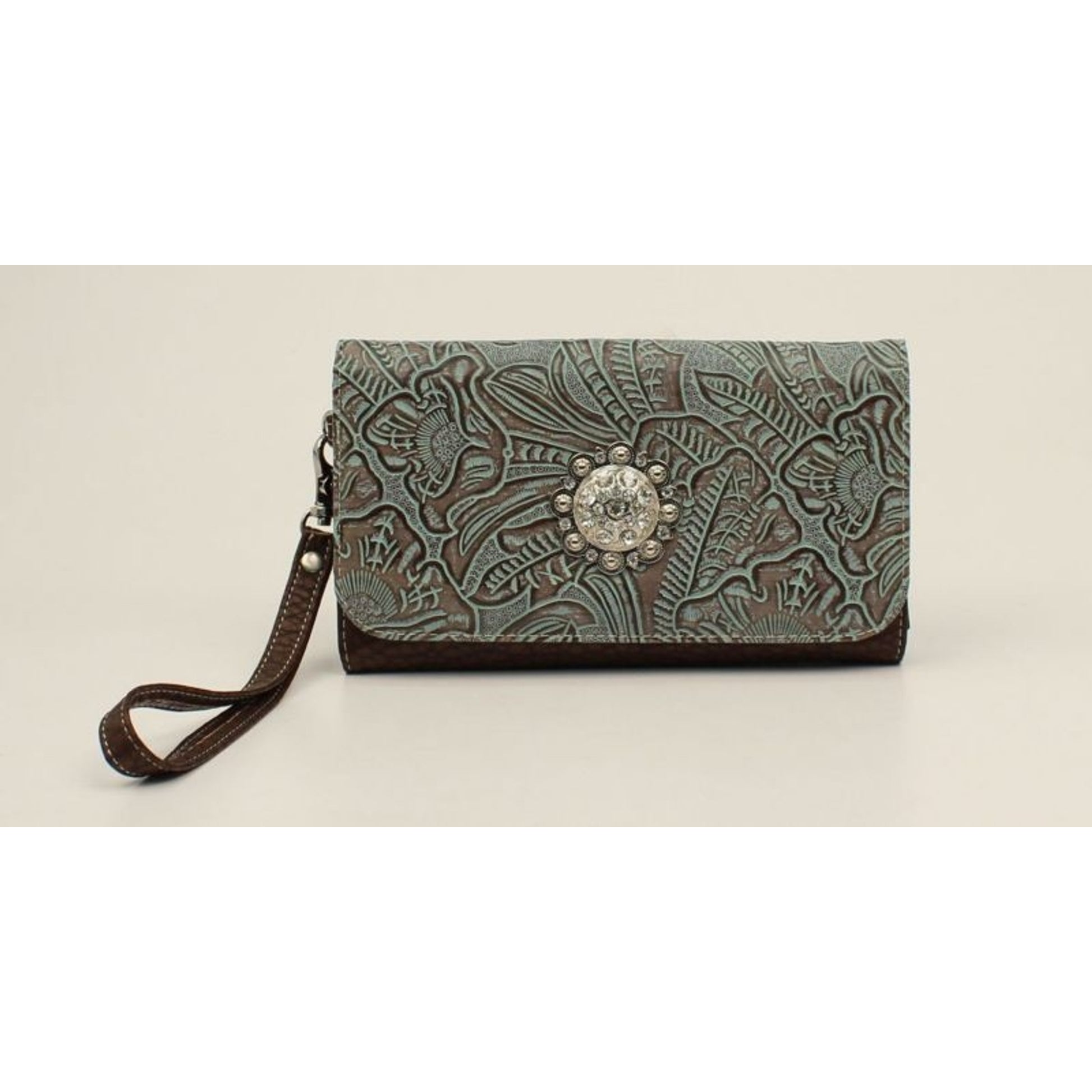 Nocona Myra Embossed Fringe And Concho Clutch