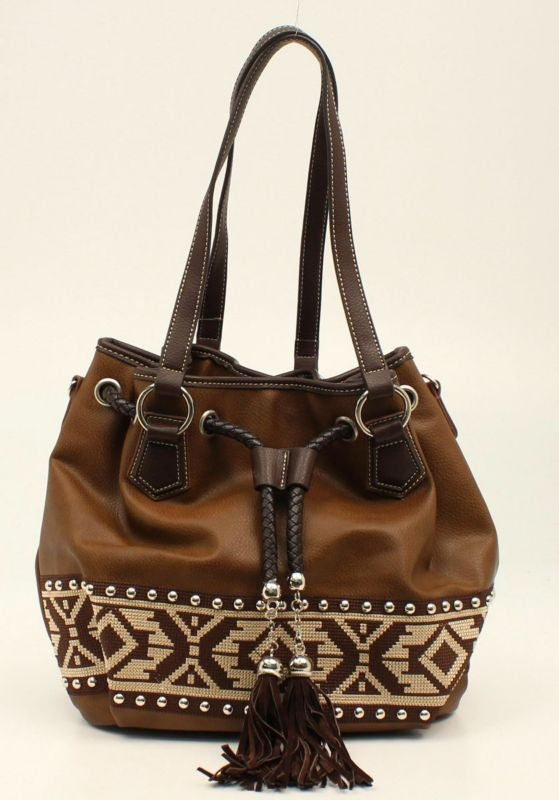 Nocona Shania Aztec Ribbon Cord Fringe Bucket Bag
