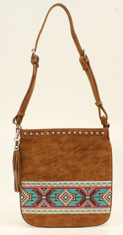 Nocona Shania Aztec Ribbon Messenger BagBk/Wh