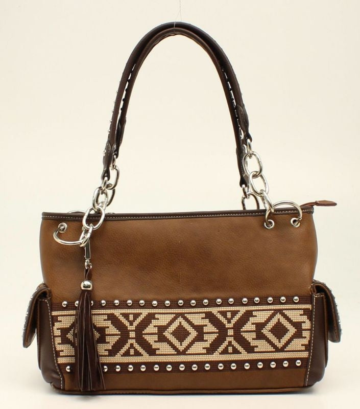 Nocona Shania Aztec Ribbon SatchelBk/Wh