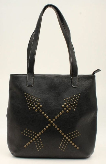 Nocona Claire Nailhead Double Arrows ToteBk/Wh