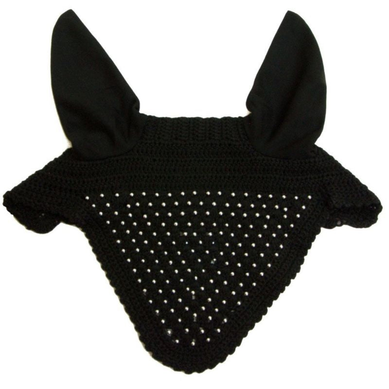 Coronet Crochet Fly Veil with Silver Studs Horse Blk
