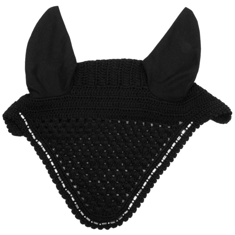 Crochet Fly Veil/Round-Bag Rhinestones Horse Blk