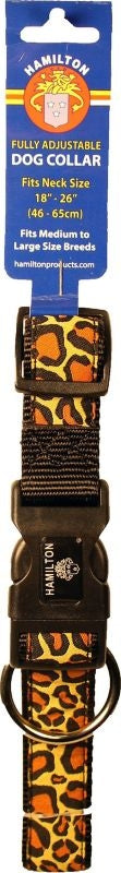 Ribbon Overlay Adjust Dog Collar 1 x 18-26 Jaguar