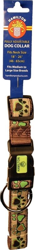 Ribbon Overlay Adjustable Dog Collar 1 x 18-26 Grn