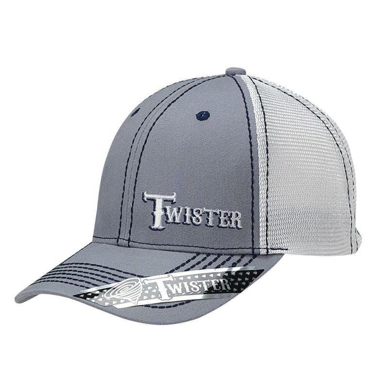 Twister Mens Offset Logo Mesh Snap Back Cap Grey