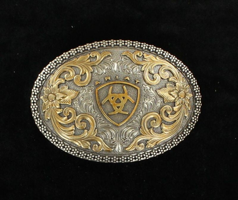 Oval Berry Floral Filigree Logo Buckle 3.75 X 2.67