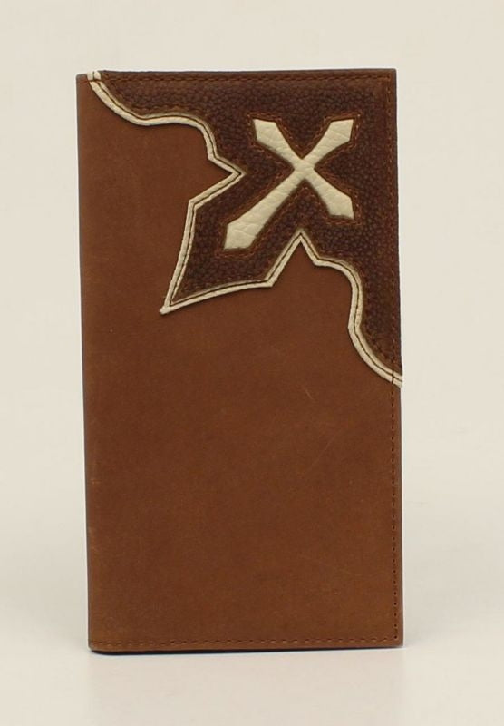 Nocona Bold Cross Overlay Rodeo WalletBk/Wh