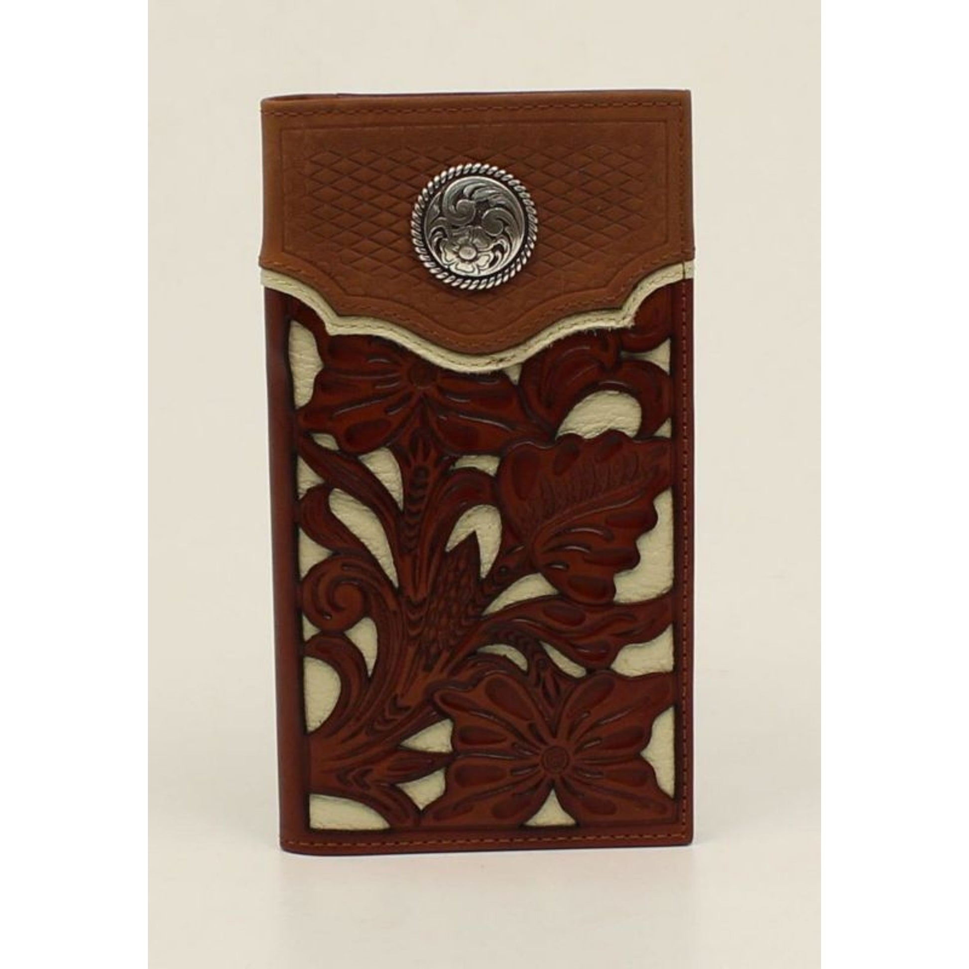 Nocona Floral Overlay Basketweave Rodeo Wallet
