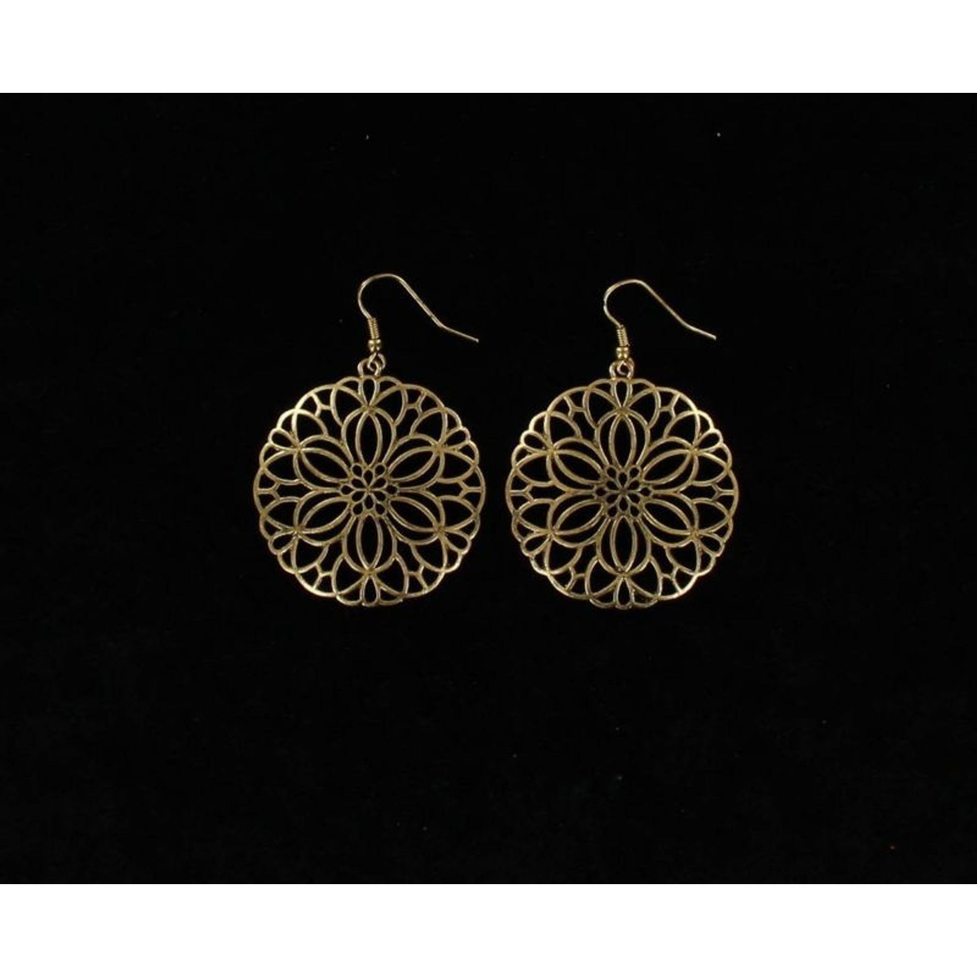 Blazin Roxx Floral Disc Earrings Gold Turquoise