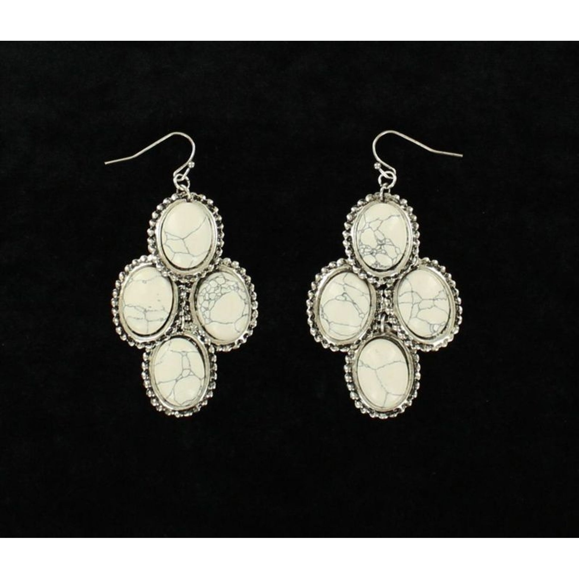Blazin Roxx Four Stone Dangle EarringsWhite