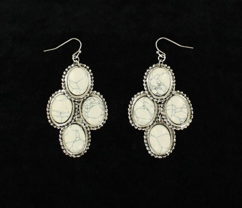 Blazin Roxx Four Stone Dangle EarringsWhite