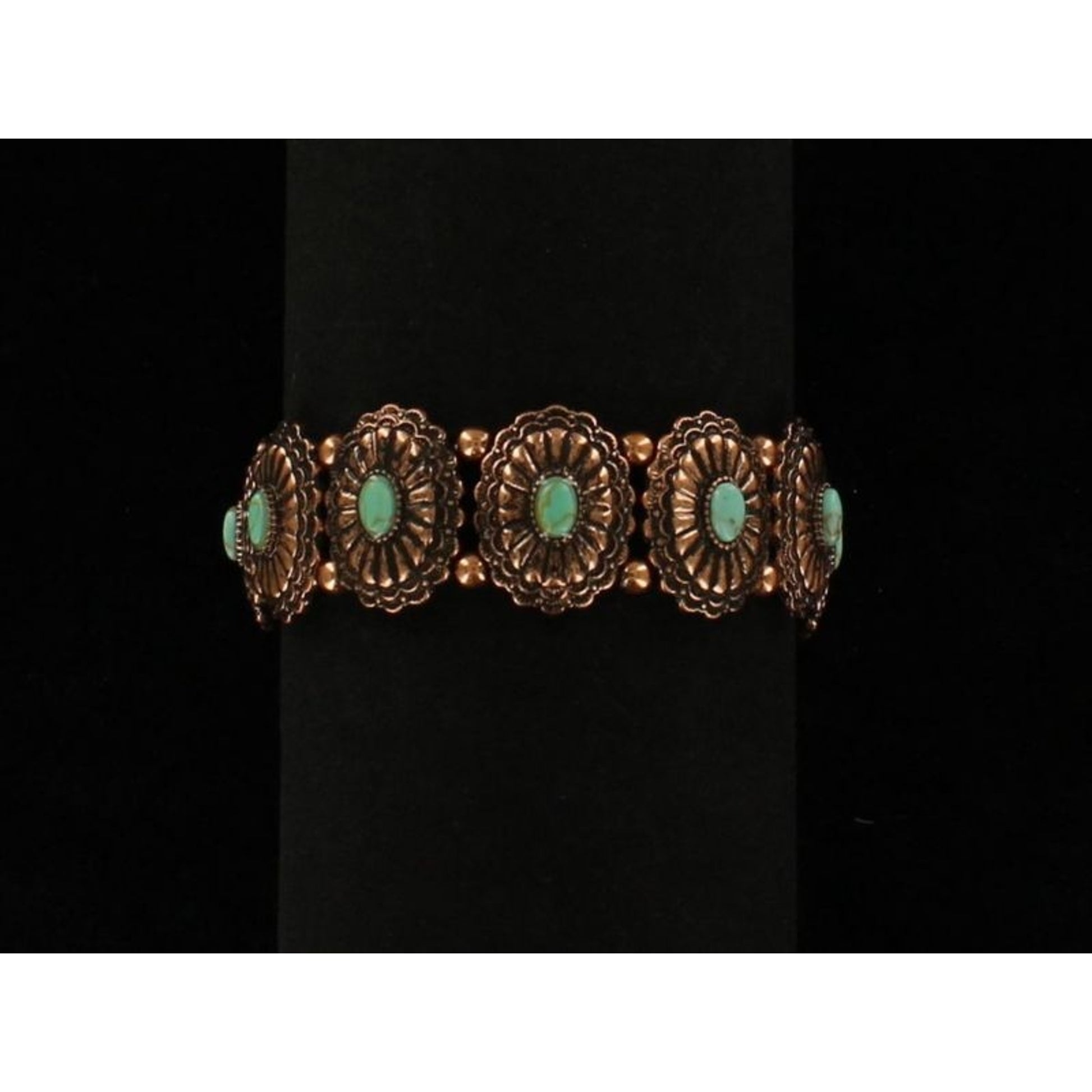 Blazin Roxx Western Oval Disc Stone BraceletBk/Wh