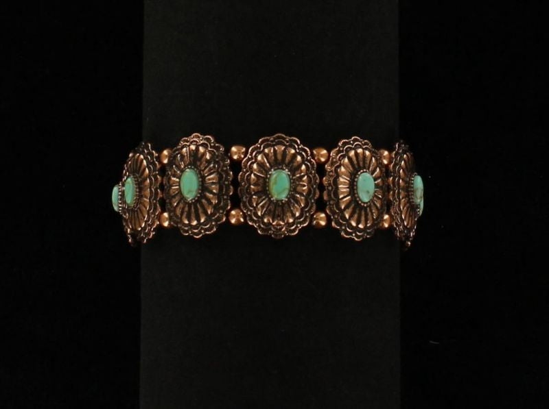 Blazin Roxx Western Oval Disc Stone BraceletBk/Wh