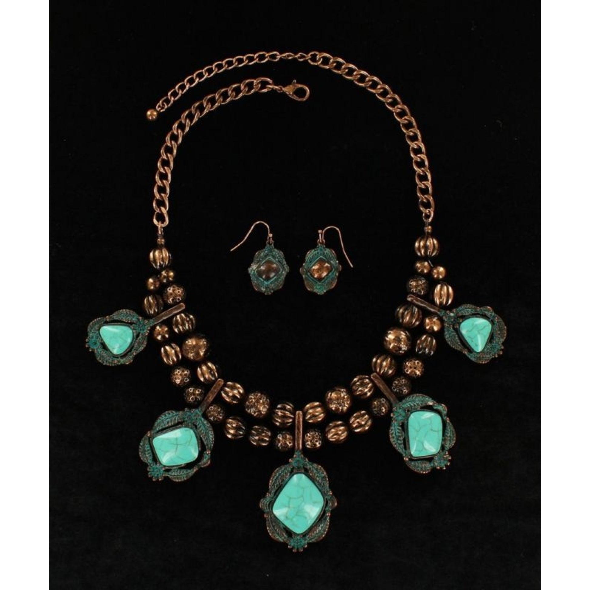 Bead Ball Chain/Hanging Stone Neck/Ear SetTur/Cop