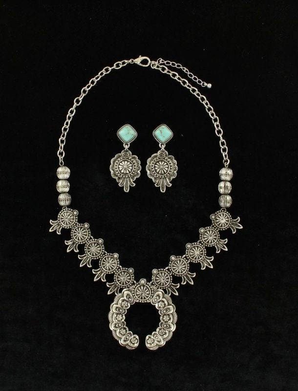 Blazin Roxx Squash Blossom Necklace Earrings