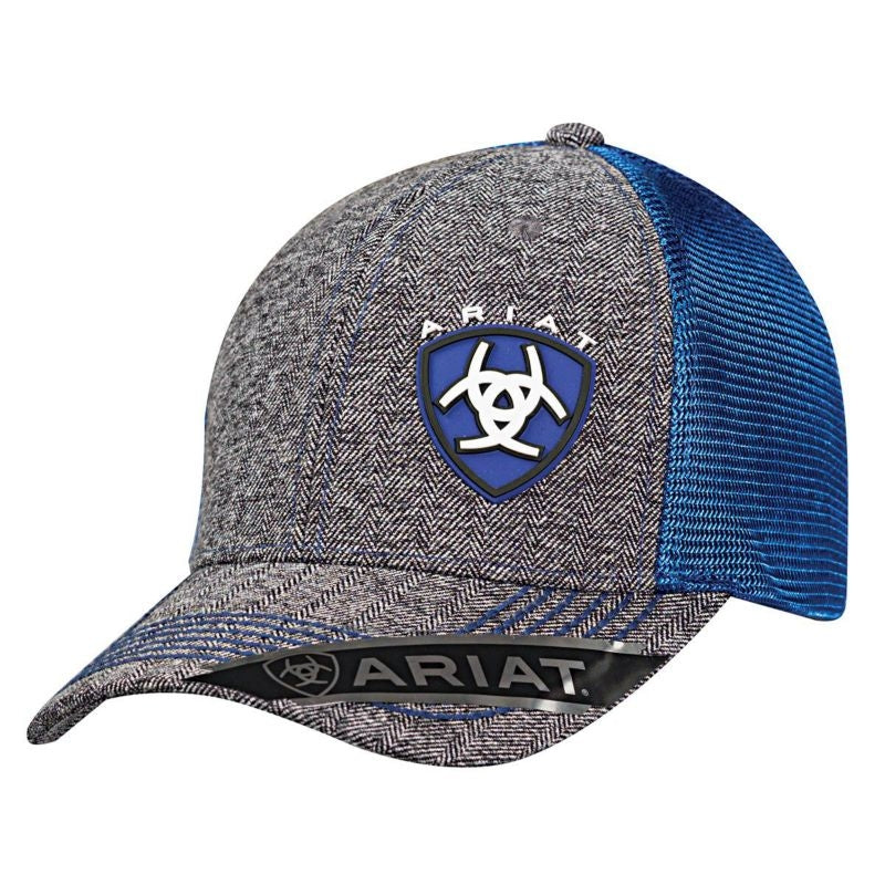 Ariat Mens Rubber Offset Logo Tweed Hat Grey