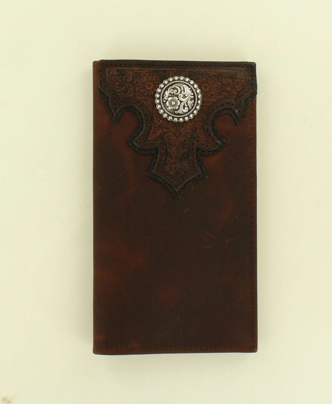 Rodeo Embossed Scrolled Overlay Concho WalletBrn