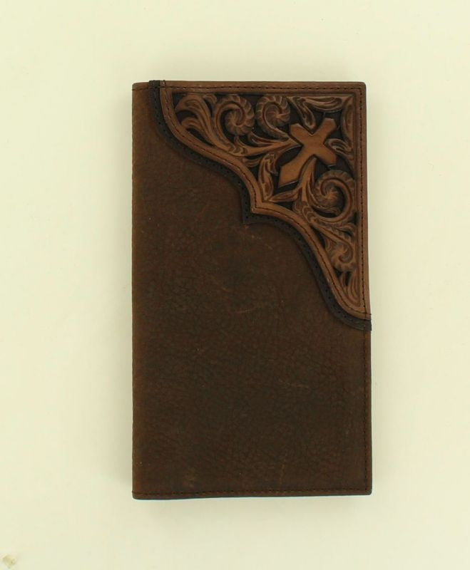 Ariat Rodeo Pierced Scroll Cross WalletBrown