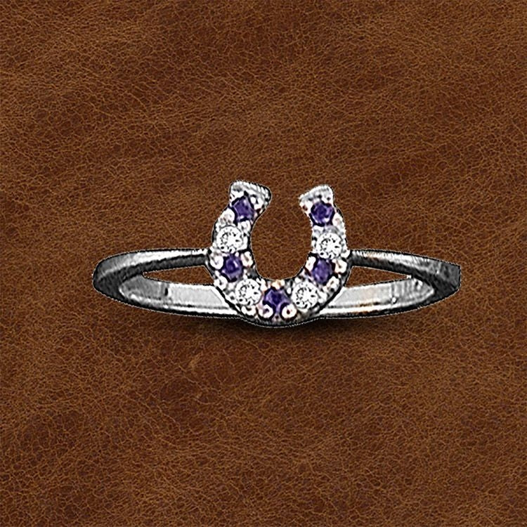 Kelly Herd Silver Horseshoe Ring 5 Blue