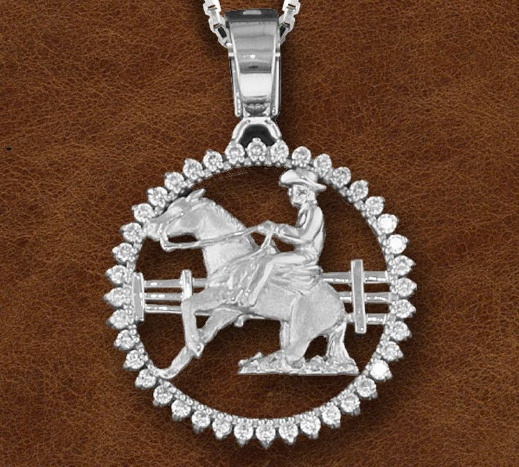Kelly Herd Silver Sliding Horse/Cowboy Pendant