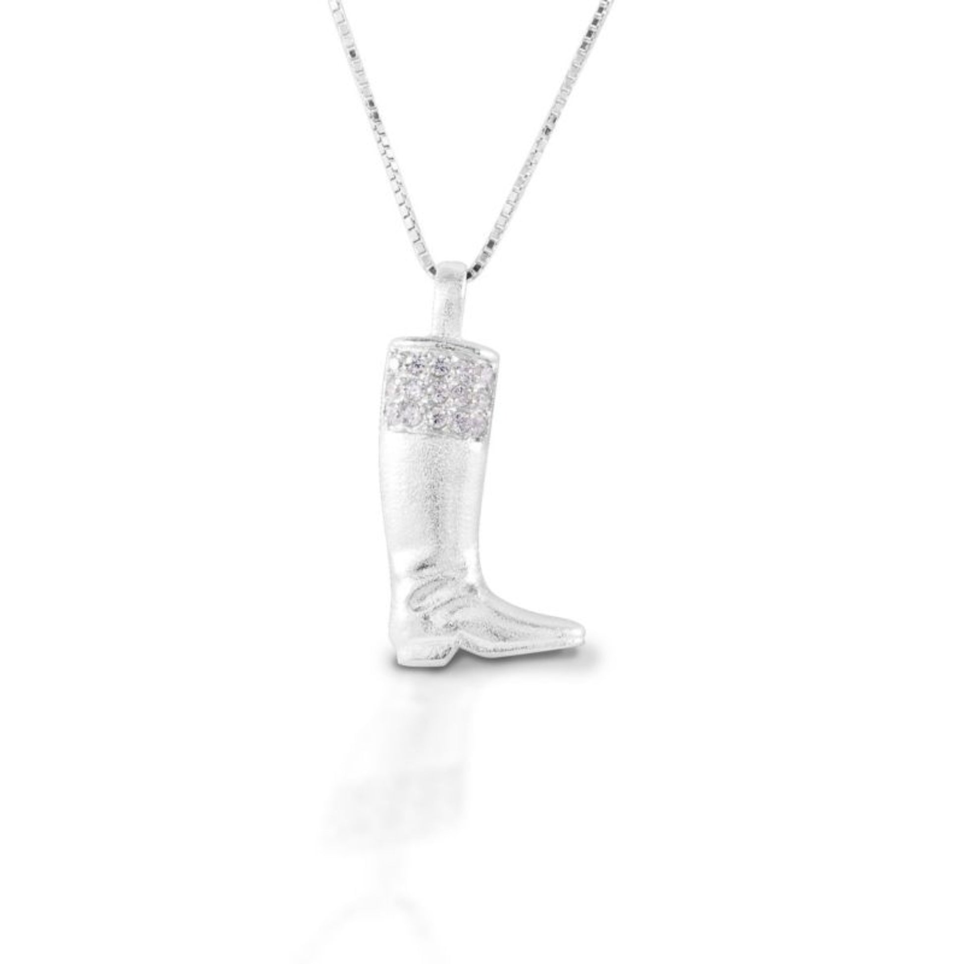 Kelly Herd Silver English Boot Necklace Clear
