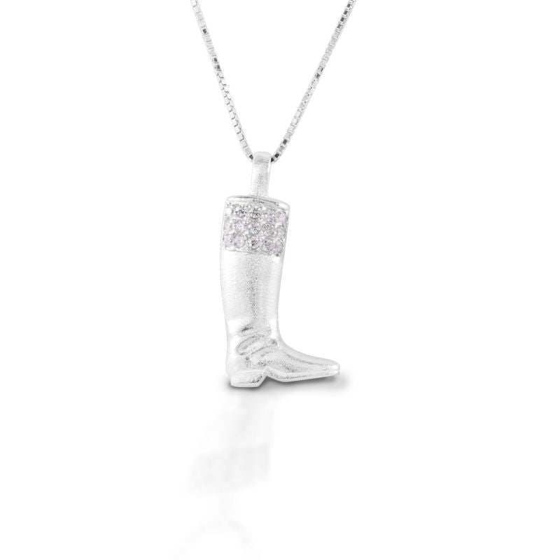 Kelly Herd Silver English Boot Necklace Clear