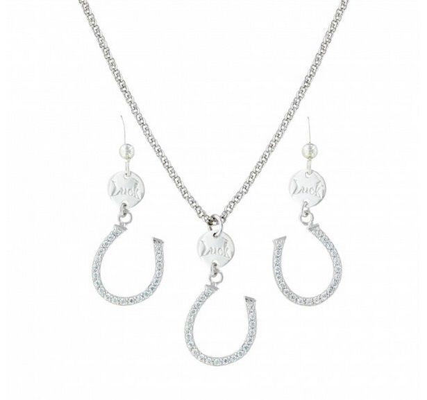 Lucky Horseshoe Dangle Cubic Zirconia Jewelry Set