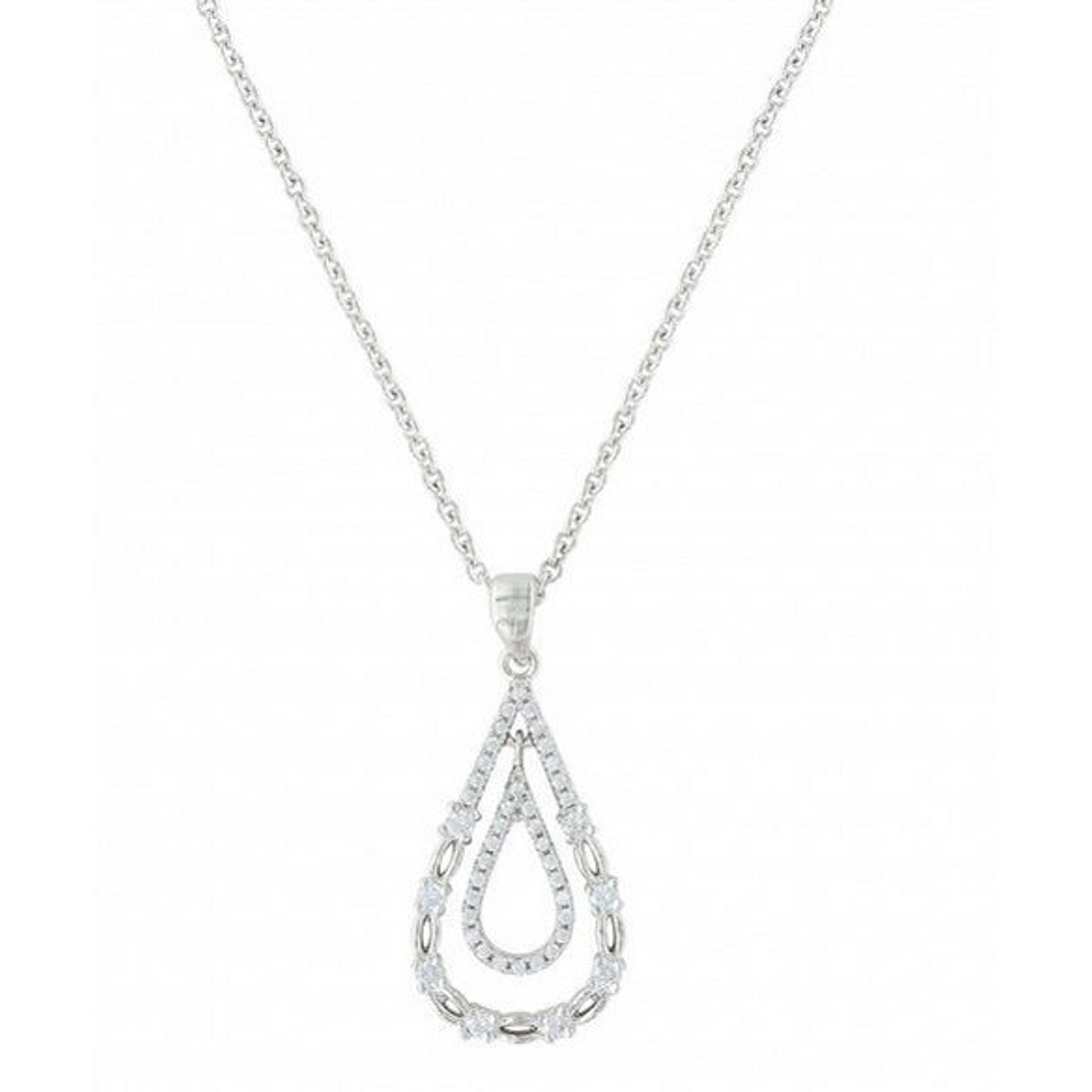 Double Lace Teardrop Cubic Zirconia Necklace