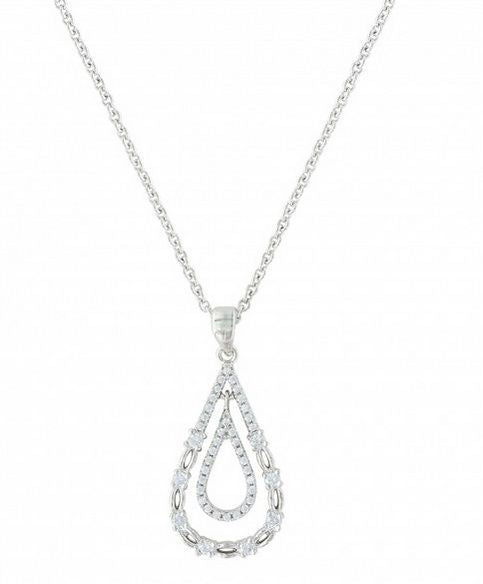 Double Lace Teardrop Cubic Zirconia Necklace
