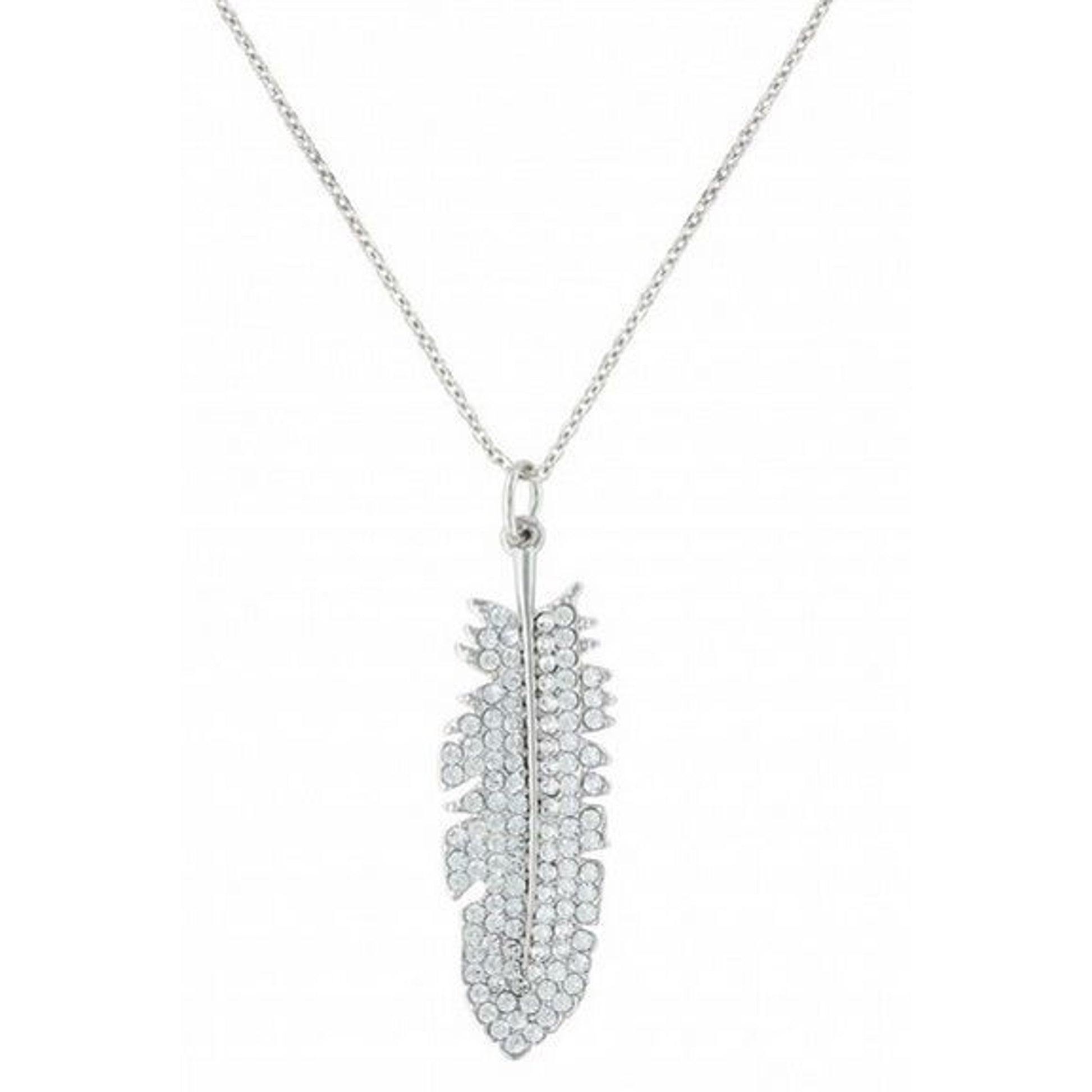Montana Glittered Feather Cubic Zirconia Necklace