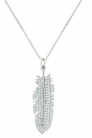Montana Glittered Feather Cubic Zirconia Necklace