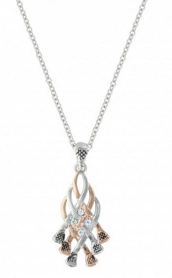 Woven Horseshoe Nails Cubic Zirconia Necklace