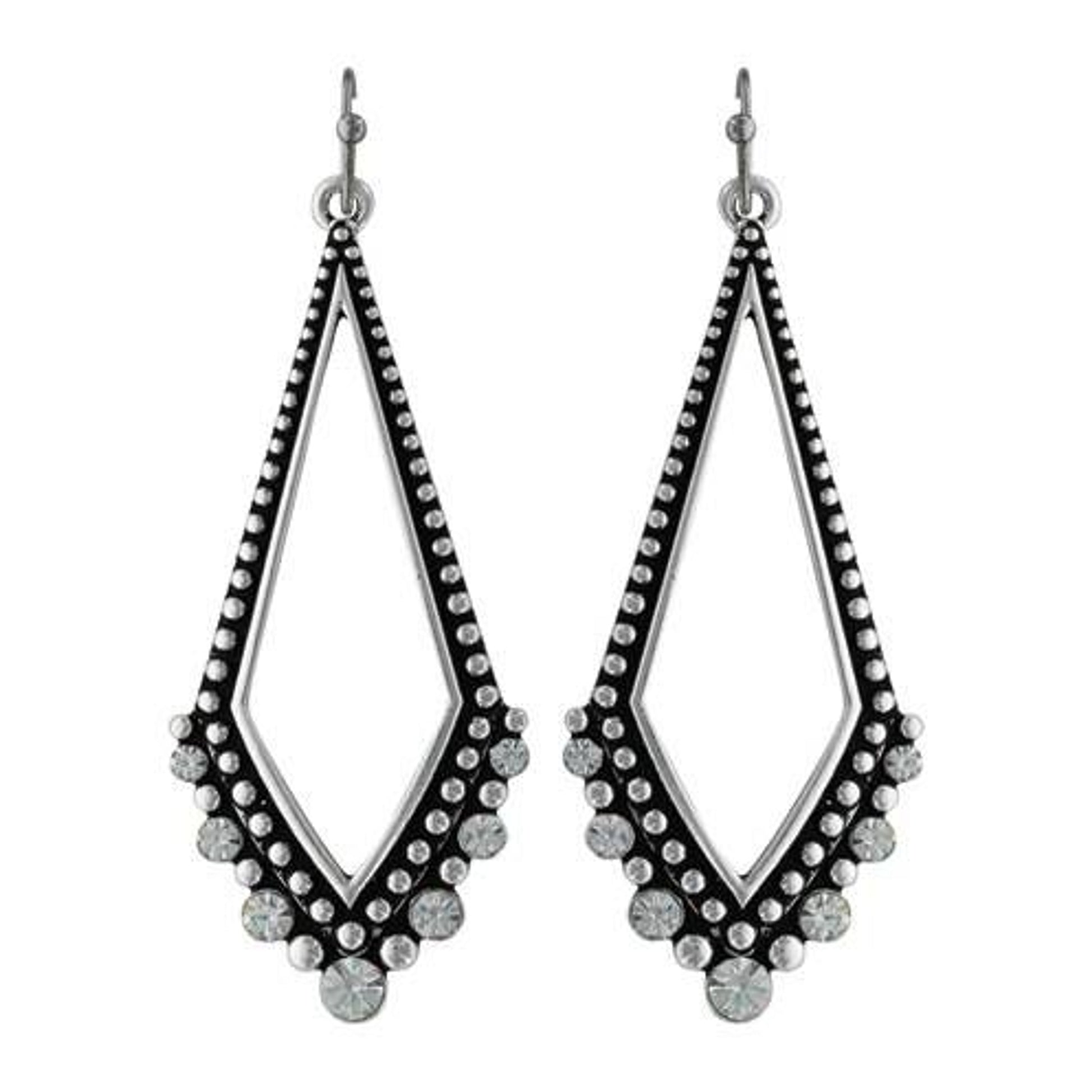 Rock 47 Retro Open Kite Rhinestone Drop Earrings