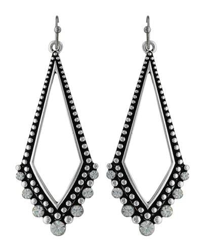 Rock 47 Retro Open Kite Rhinestone Drop Earrings