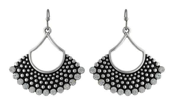 Rock 47 Retro Open Fan Rhinestone Earrings