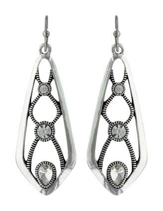 Rock 47 Retro Triple Rhinetone Roped Earrings