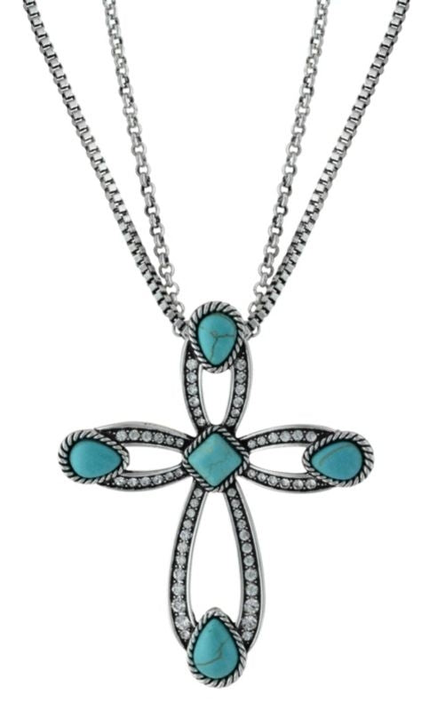 Rock 47 Retro Looped Rhinestone Cross Necklace