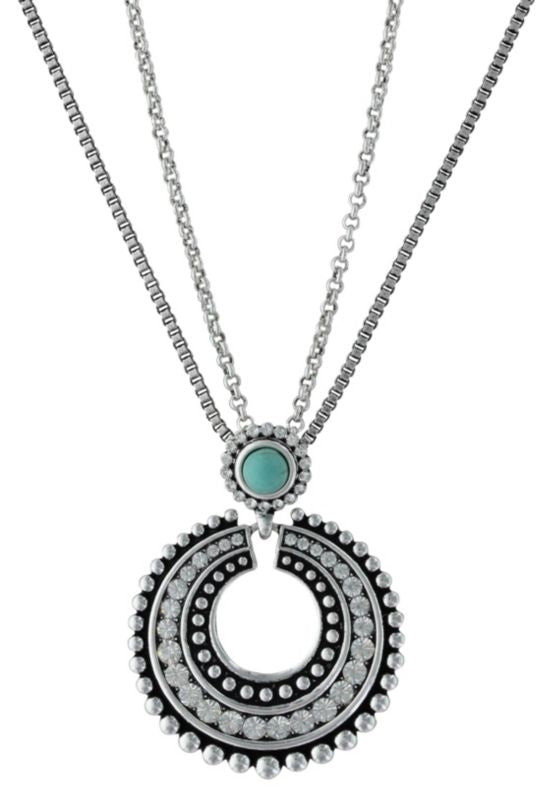 Rock 47 Retro Two Circle Drop Necklace