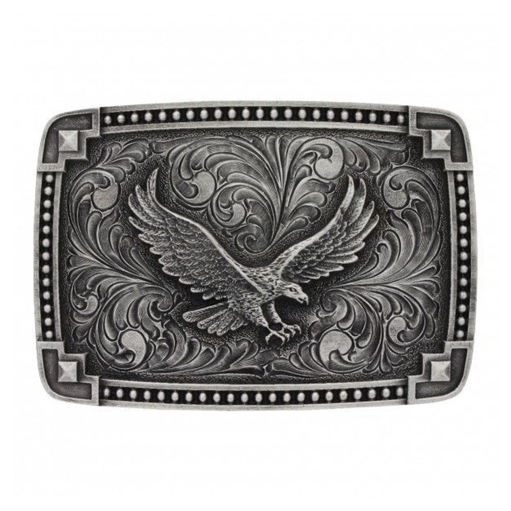 Bead Edge Antique Tied At Corners Eagle Buckle Br