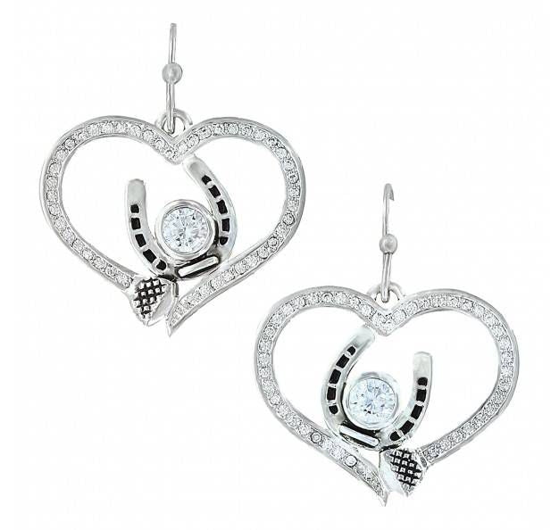 Montana Blacksmith Nail Horseshoe Heart Earrings